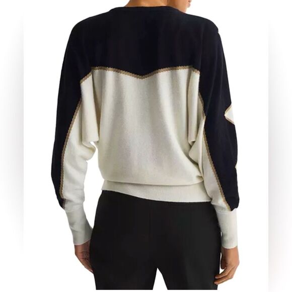 Reiss NWOT Sydney Patterned Crewneck sweater cashmere wool blend knit size M - Picture 2 of 16